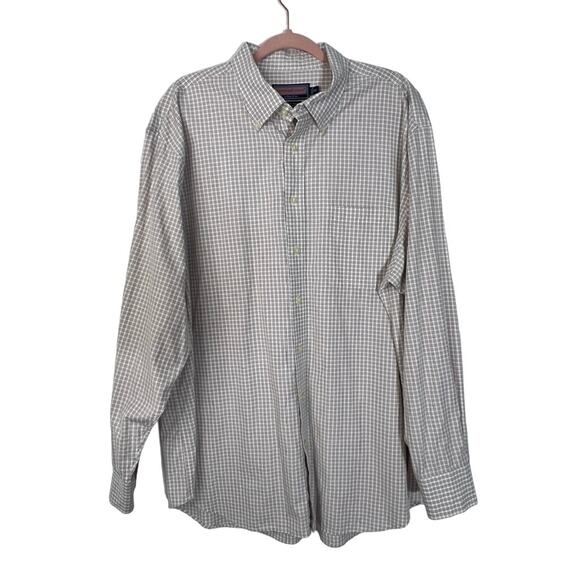 Vineyard Vines Brown White Checkered 100% Cotton Button Down Shirt Size XXL - Picture 1 of 6